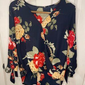 WEST KEI - Allan Tie Sleeve High Low Blouse